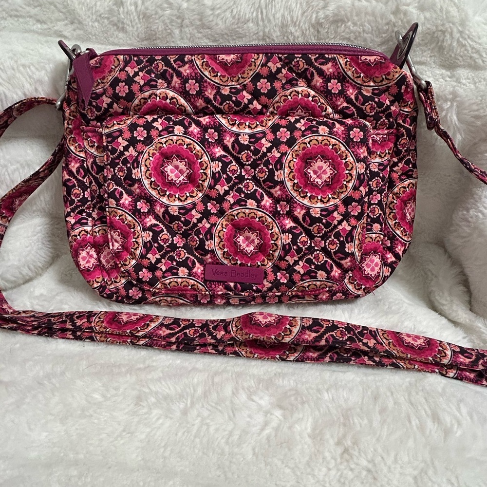 Vera Bradley Pink Quilted Crossbody Bag with Adjustable Strap